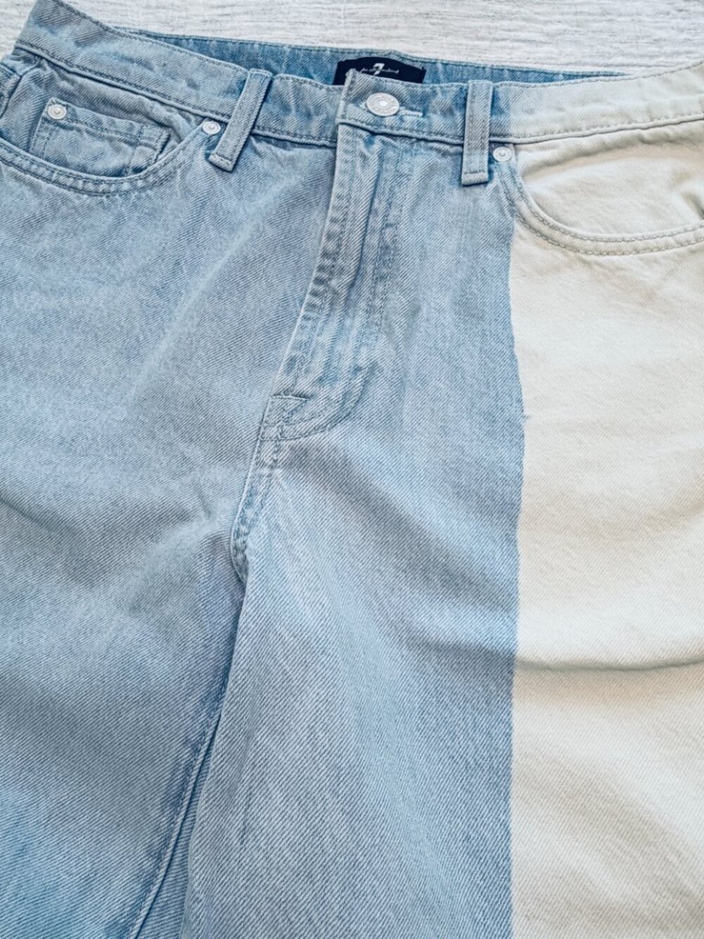 7 For All Mankind Two Tone Wide Leg Cropped Alexa Jeans White Women's 28 - Picture 2 of 7